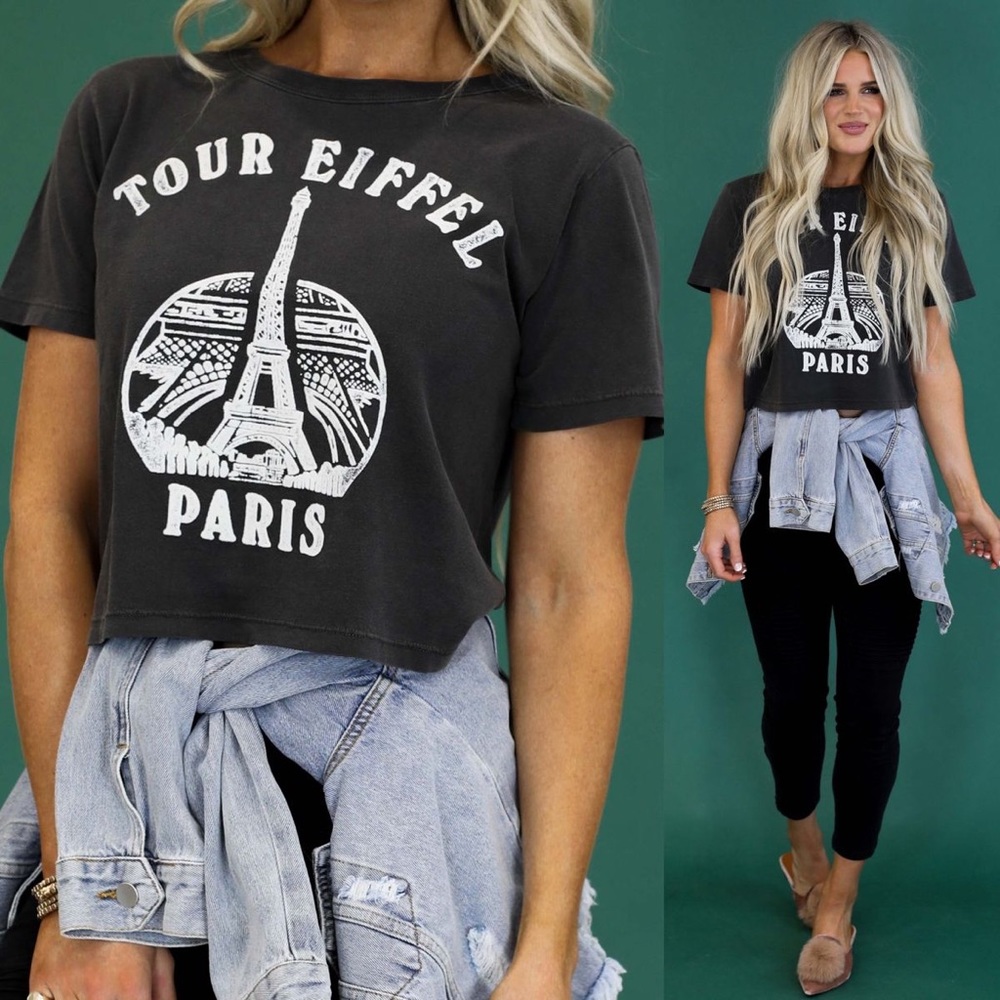 Daydreamer Tour Eiffel Paris Crop Short Sleeve Tee